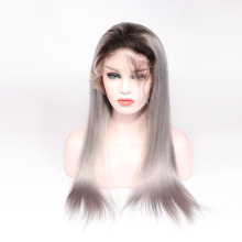 Hot sale 8A grade 100% virgin Brazilian human hair lace front wig full lace wig ombre color body wave 1b gray